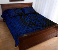 Hawaii Turtle Map Polynesian Quilt Bed Set - Blue - Circle Style - Polynesian Pride