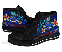 Guam High Top Shoes Blue - Vintage Tribal Mountain - Polynesian Pride