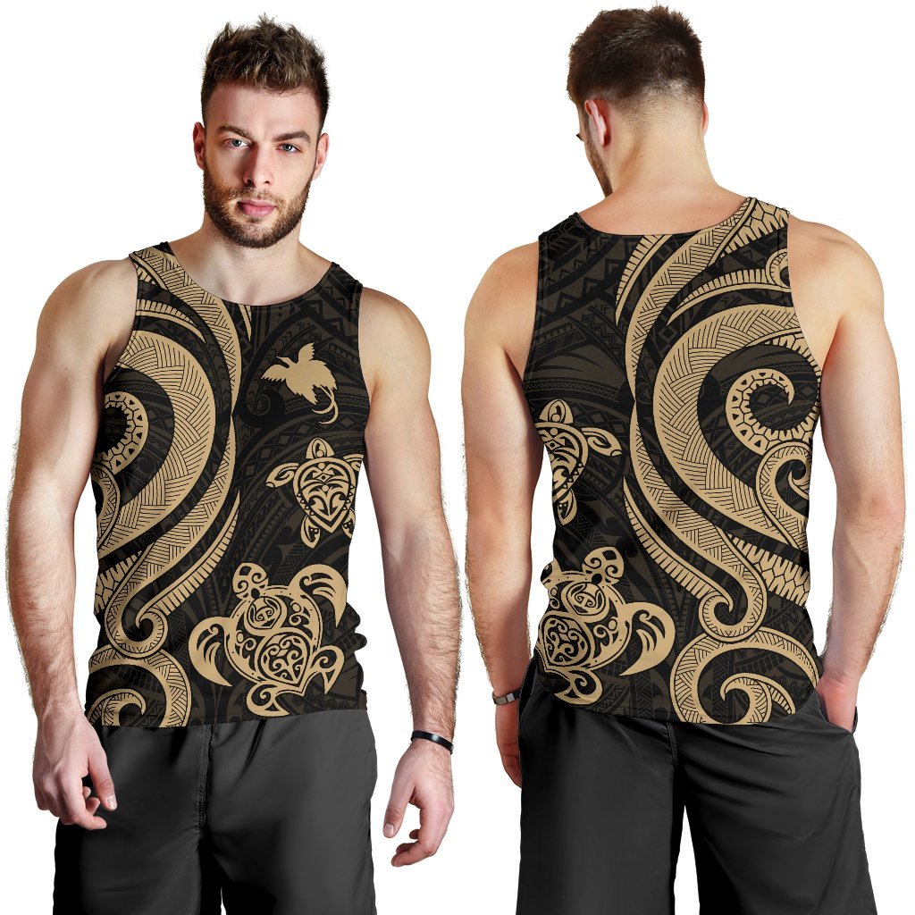 Papua New Guinea Men's Tank Top - Gold Tentacle Turtle - Polynesian Pride