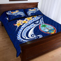 Guam Personalised Quilt Bed Set - Guam Seal Polynesian Patterns Plumeria (Blue) - Polynesian Pride
