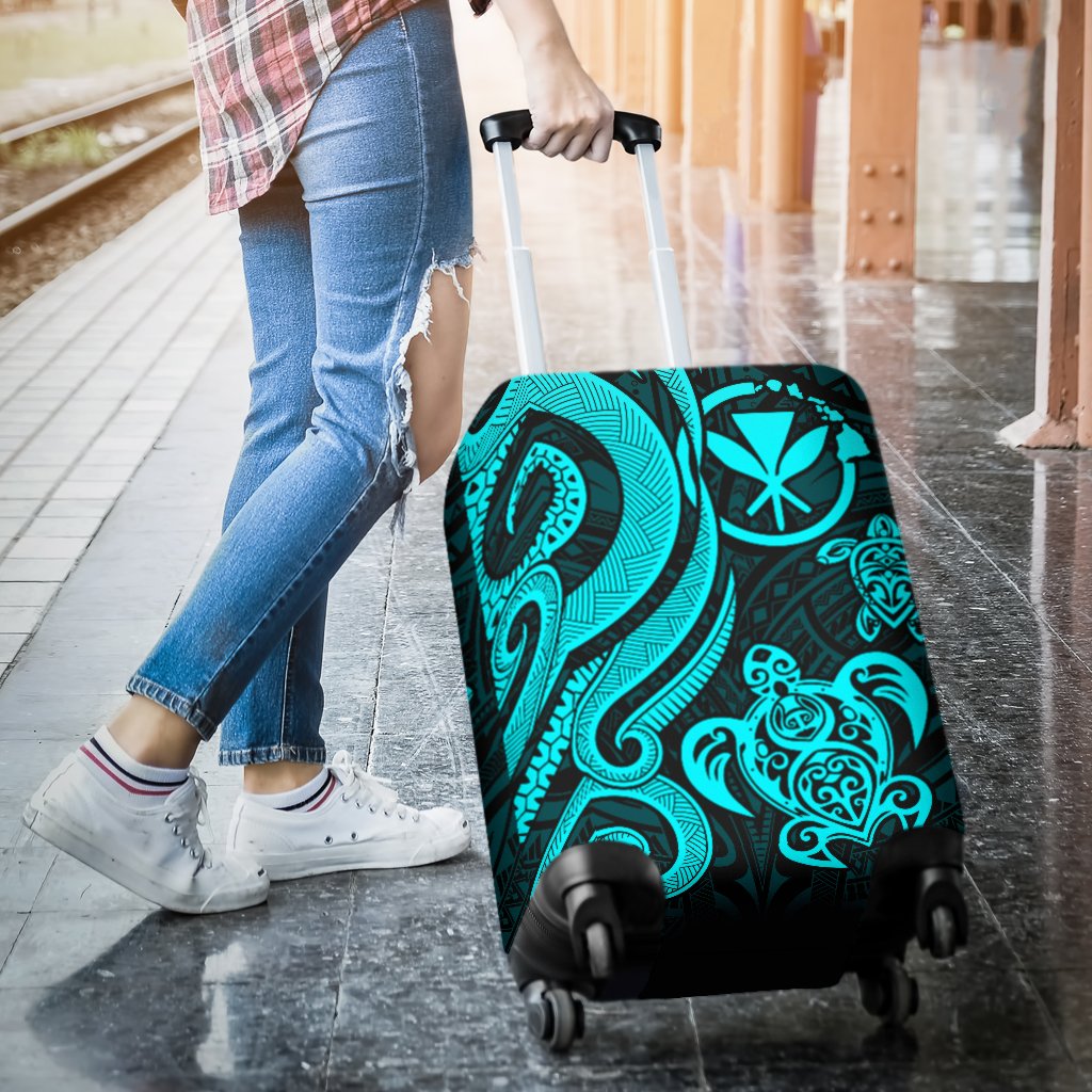 Polynesian Hawaii (Kanaka Maoli) Luggage Covers - Turquoise Tentacle Turtle - Polynesian Pride