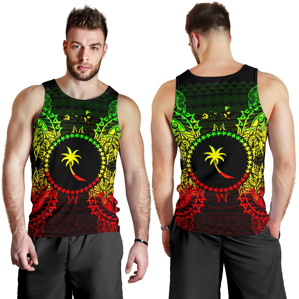 Chuuk Polynesian Men Tank Top Map Reggae - Polynesian Pride