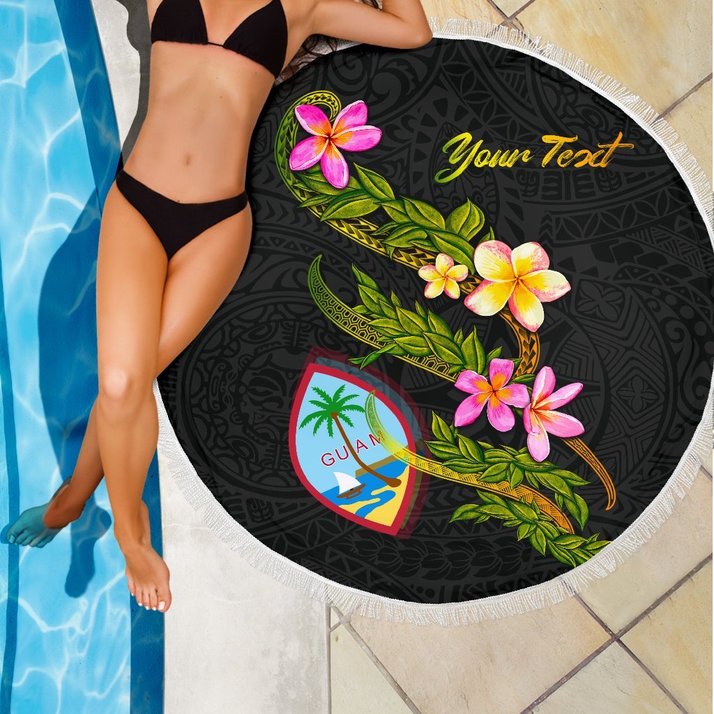 Guam Custom Personalised Beach Blanket - Plumeria Tribal - Polynesian Pride