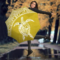 American Samoa Umbrella Turtle Mermaid Polynesian Pattern White Gold - Polynesian Pride