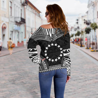 Cook Islands Polynesian Chief Women's Off Shoulder Sweater - Black Version - Polynesian Pride