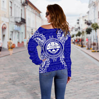Federated States of Micronesia Polynesian Shoulder Sweater Map Blue - Polynesian Pride