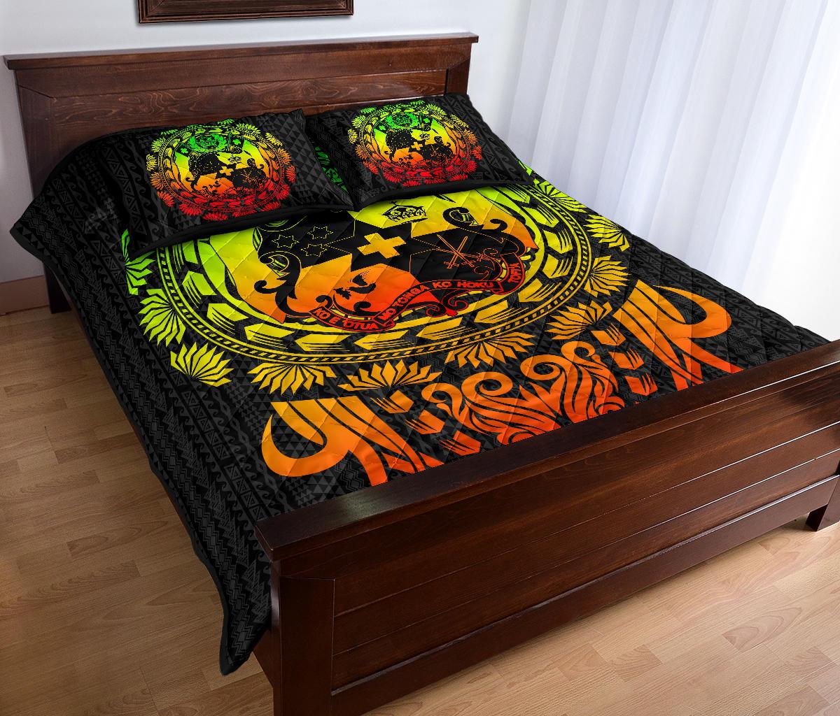 Tonga Polynesian Quilt Bed Set - Tattoo Pattern With Seal Reggae - Polynesian Pride