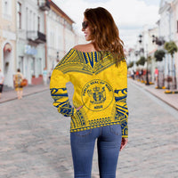 Niue Flag Polynesian Chief Women's Off Shoulder Sweater - Polynesian Pride