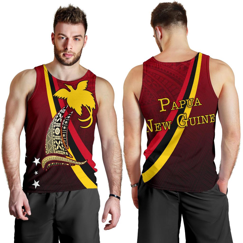 Papua New Guinea Men Tank Top - Sailing Style RED - Polynesian Pride
