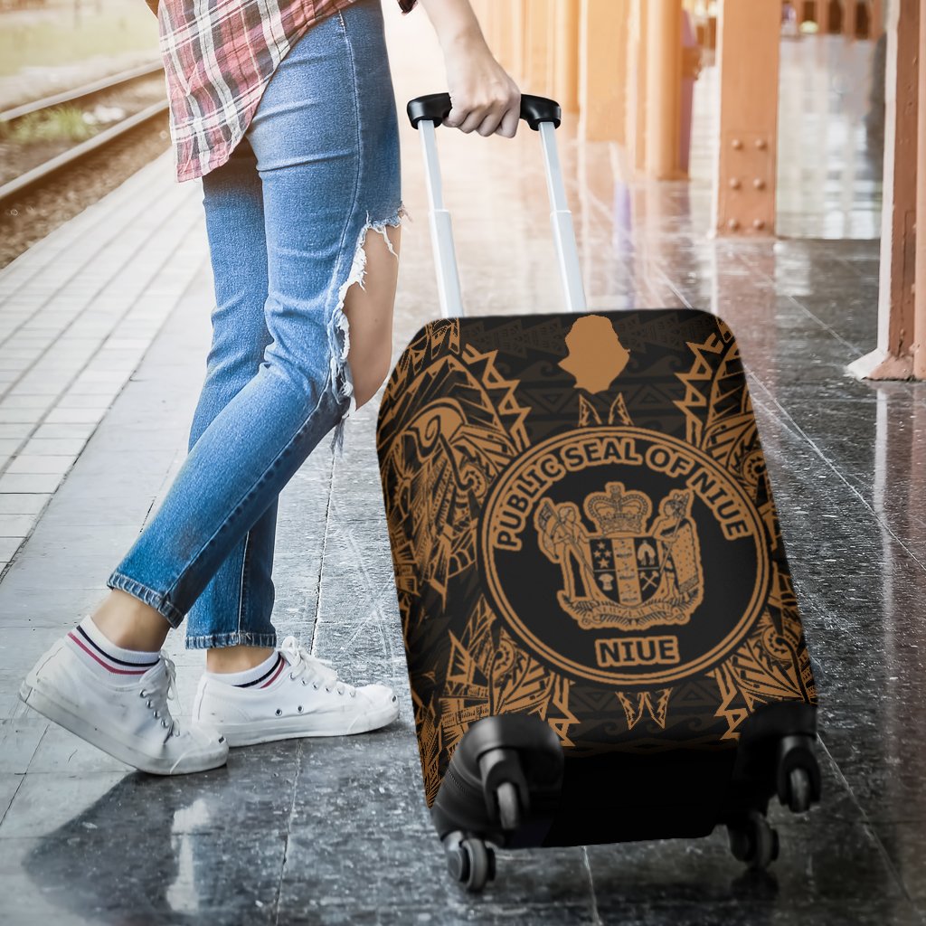 Niue Polynesian Luggage Covers Map Gold - Polynesian Pride
