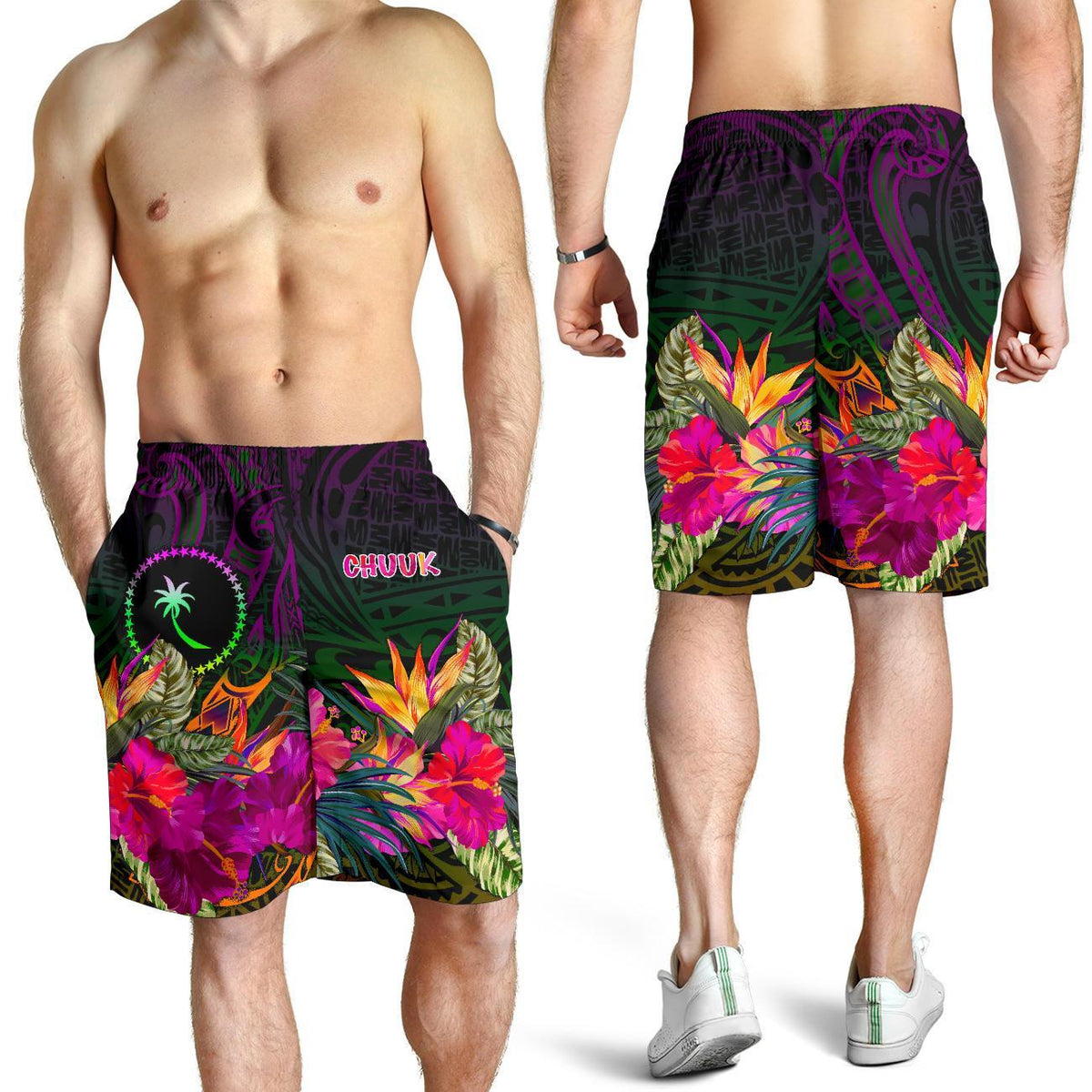 Chuuk Men's shorts - Summer Hibiscus - Polynesian Pride