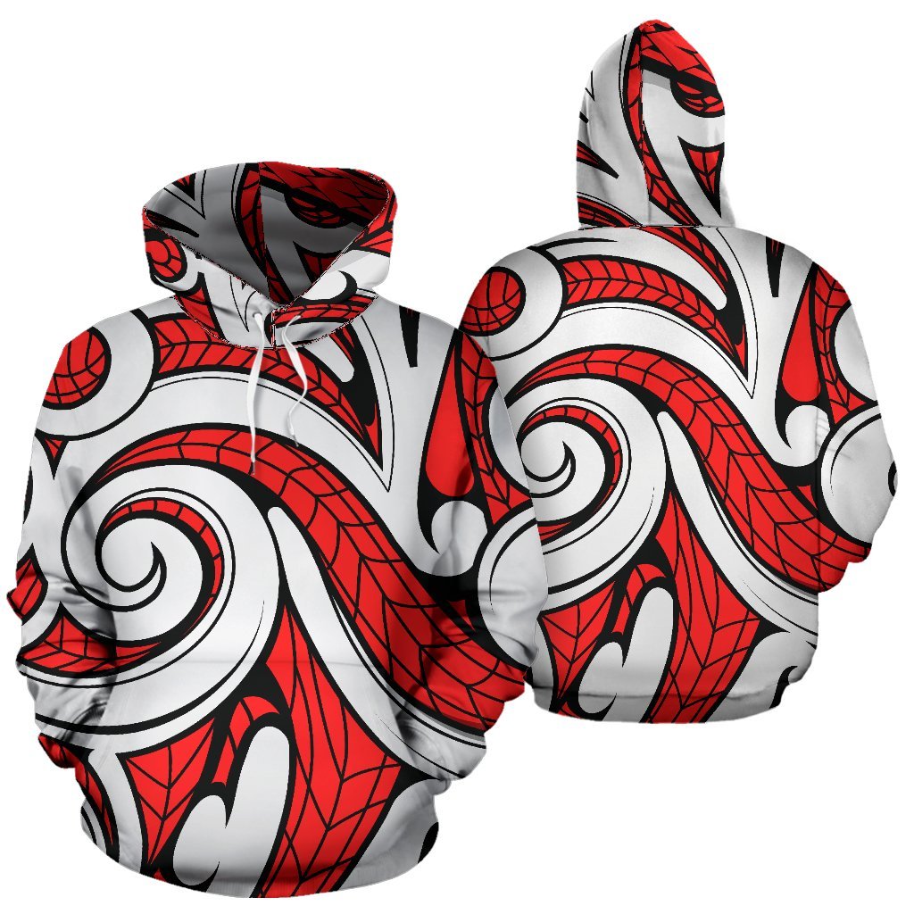 Hawaii Hoodie Polynesian Maori Ethnic Ornament Red Pullover - Polynesian Pride