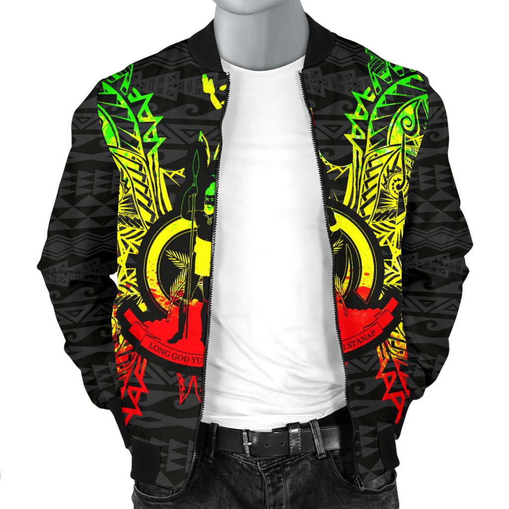 Vanuatu Polynesian Men's Bomber Jacket Map Reggae - Polynesian Pride