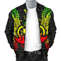 Vanuatu Polynesian Men's Bomber Jacket Map Reggae - Polynesian Pride
