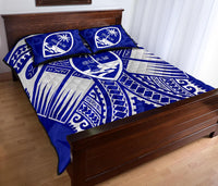 Guam Polynesian Quilt Bed Set - Guam White Seal with Polynesian Tattoo Ver 02 - Polynesian Pride