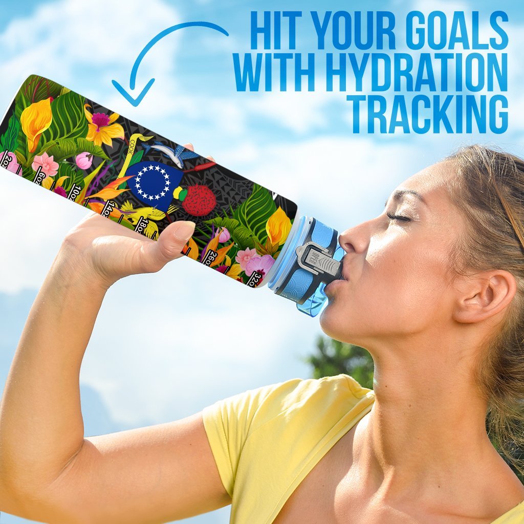 Cook Islands Hydro Tracking Bottle - Seal Spiral Polynesian Patterns - Polynesian Pride