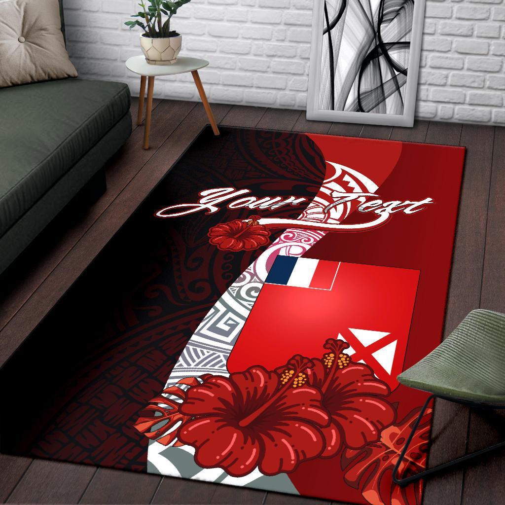 Wallis and Futuna Polynesian Custom Personalised Area Rug - Coat Of Arm With Hibiscus - Polynesian Pride
