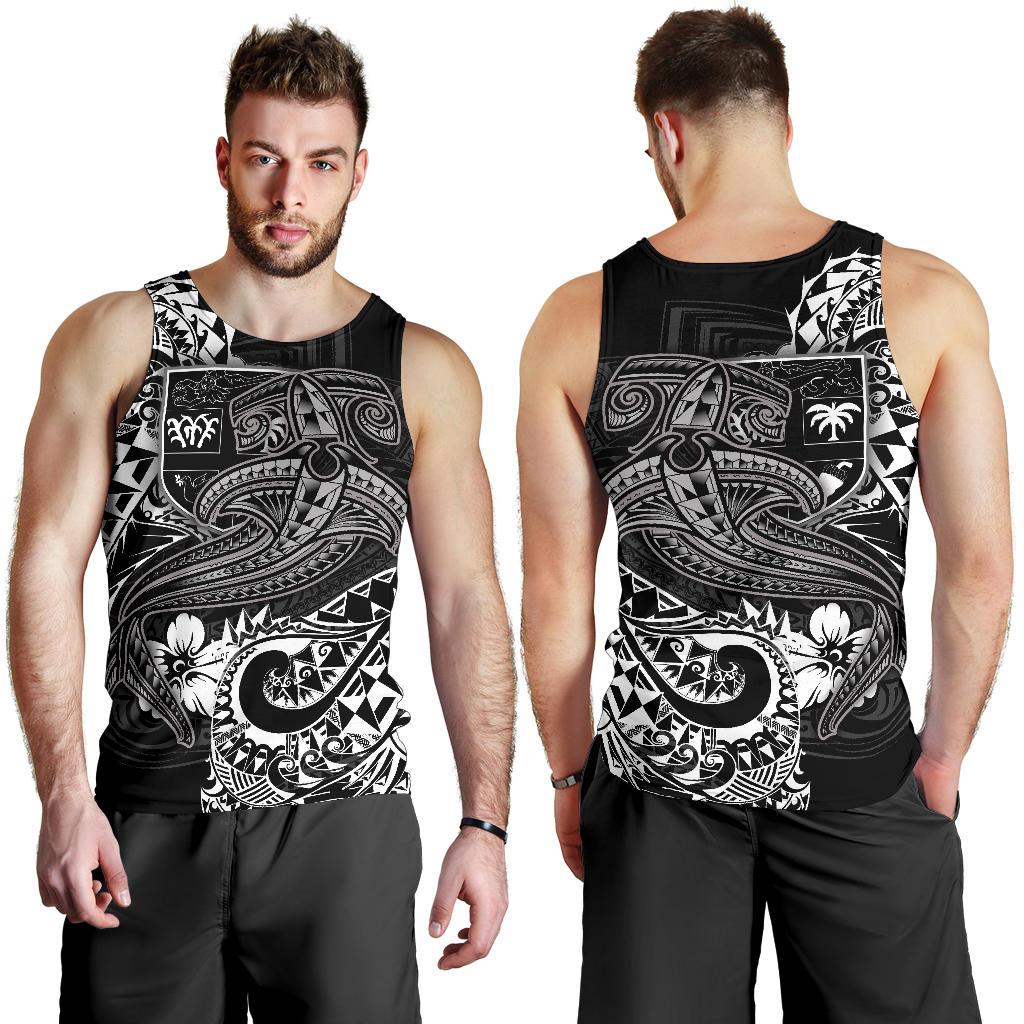 Fiji Men's Tank Top - White Shark Polynesian Tattoo - Polynesian Pride
