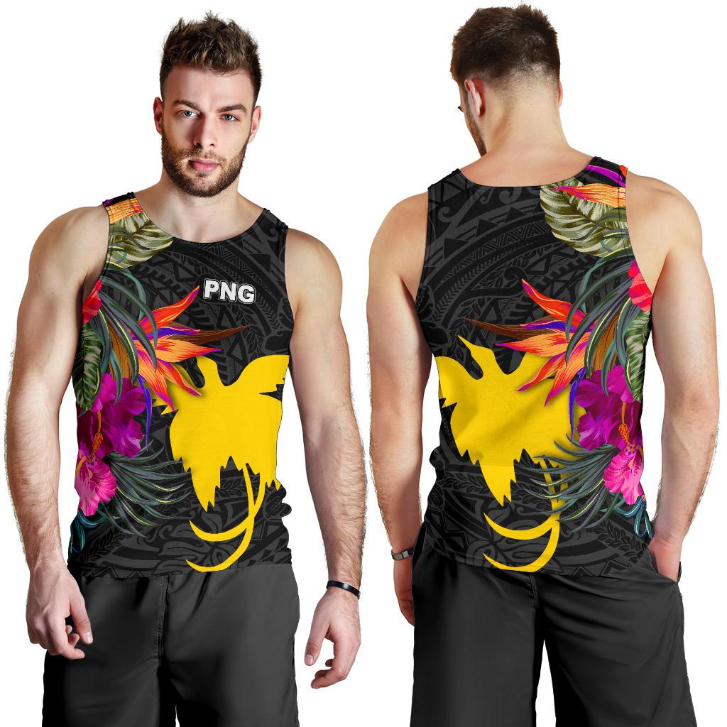 Papua New Guinea Men's Tank Top - Hibiscus Polynesian Pattern - Polynesian Pride
