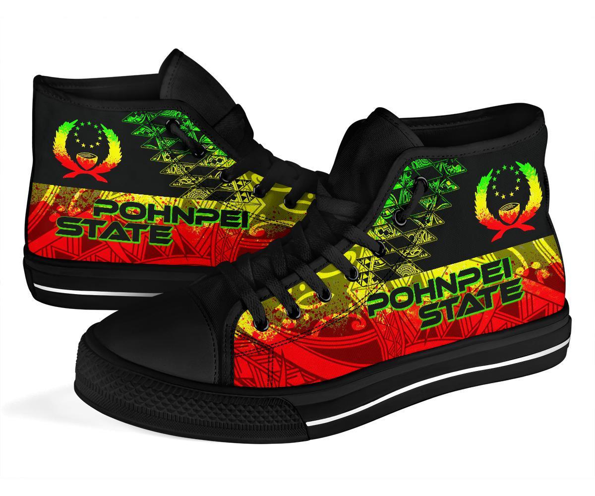 Pohnpei State High Top Shoes - Reggage Color Symmetry Style Unisex White - Polynesian Pride