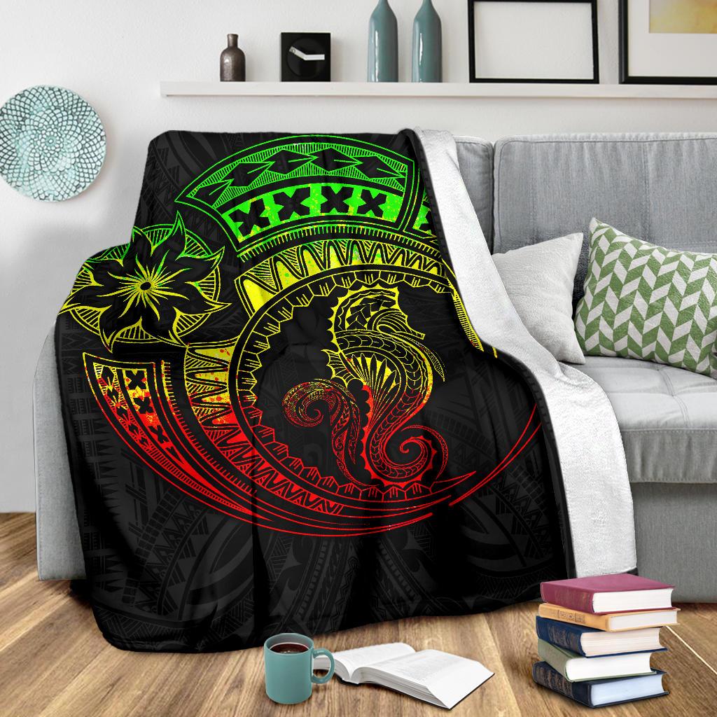Seahorse Polynesian Blanket - Polynesian Tattoo Reggae - Polynesian Pride