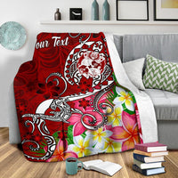 Tonga Custom Personalised Premium Blanket - Turtle Plumeria (Red) - Polynesian Pride