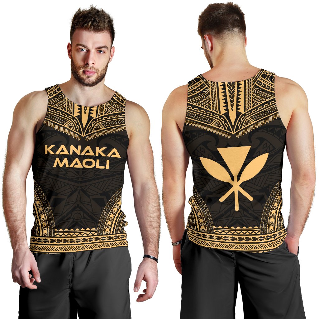 Kanaka Maoli Men's Tank Top - Polynesian Chief Gold Version - Polynesian Pride