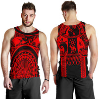 Polynesian Men's Tank Top, Maui Tattoo Polynesian Patterns (Red) - Polynesian Pride