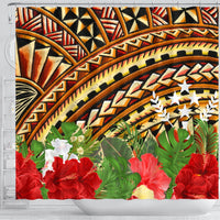 Kosrae Shower Curtain - Vintage Pattern With Hibiscus Flower - Polynesian Pride