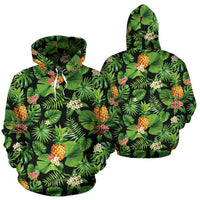 Polynesian All Over Hoodie Polynesian Tropical Fruit & Vegetable Print 02 Unisex Black - Polynesian Pride