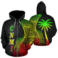Northern Mariana Islands Polynesian Zip up Hoodie Coconut Tree Reggae Unisex Reggae - Polynesian Pride