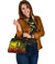 Vanuatu Custom Personalised Shoulder Handbag - Humpback Whale with Tropical Flowers (Yellow) - Polynesian Pride