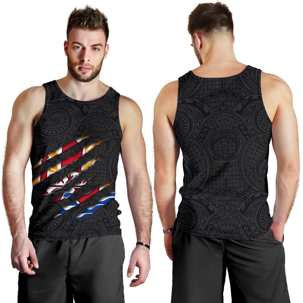 French Polynesia Men's Tank Top - Scratch Style - Polynesian Pride