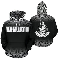 Vanuatu All Over Hoodie Fog Black Style Unisex Black - Polynesian Pride