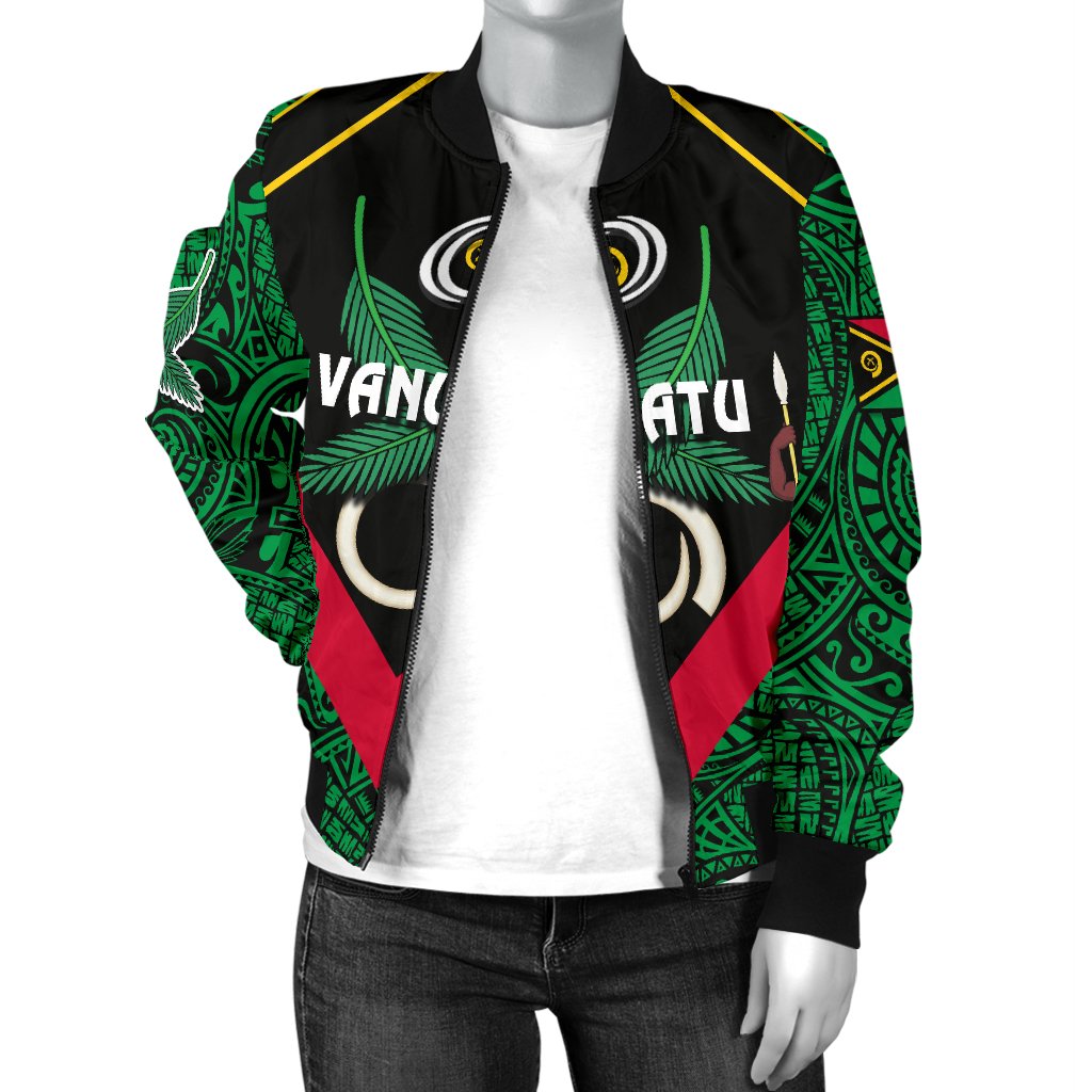 Vanuatu Rugby Women Bomber Jacket Flag Style - Polynesian Pride