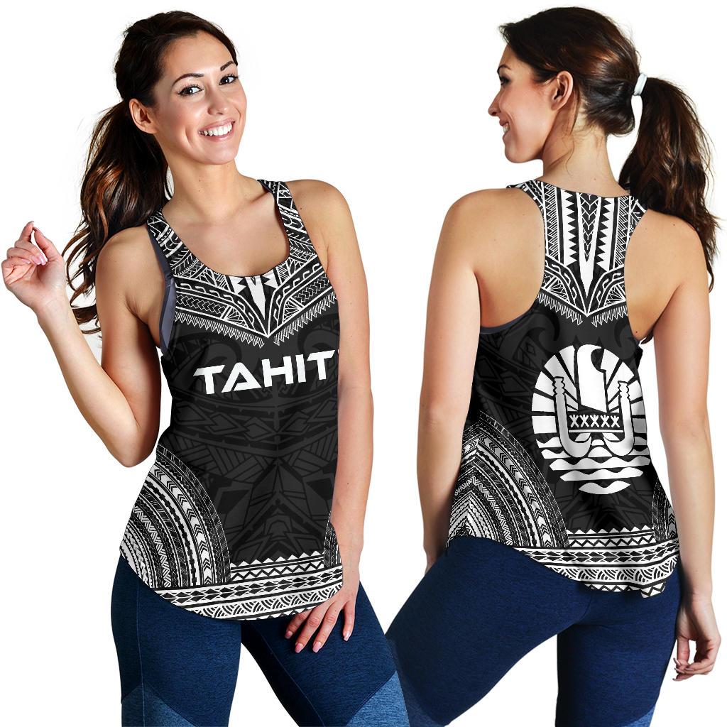 Tahiti Women's Racerback Tank - Polynesian Chief Black Version - Polynesian Pride