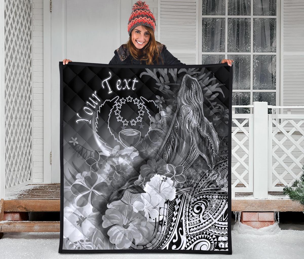 Pohnpei Custom Personalised Premium Quilt - Humpback Whale with Tropical Flowers (White) - Polynesian Pride