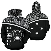 Pohnpei All Over Hoodie Micronesia Black Curve Style Unisex Black - Polynesian Pride