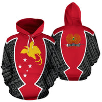 Papua New Guinea Hoodie Papua New Guinea Flag Coat of Arms Sport Style Unisex Black - Polynesian Pride