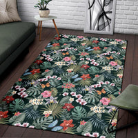Tropical Plumeria Pattern With Palm Leaves Rug - Polynesian Pride