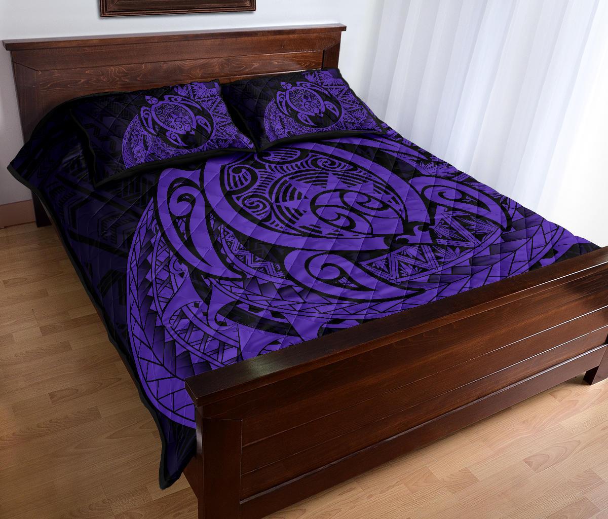 Hawaii Polynesian Turtle Quilt Bed Set - Purple - Polynesian Pride