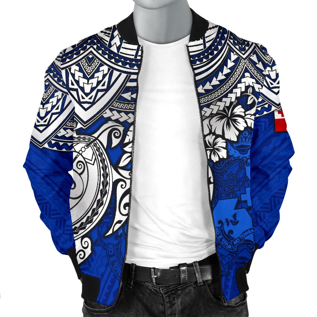 Tonga Polynesian Bomber Jacket (Men) - Blue Turtle - Polynesian Pride