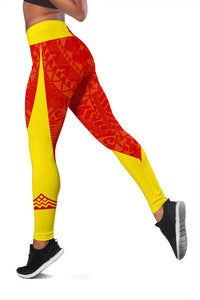 Hawaiian Mauna Kea Polynesian Leggings - Yellow - Brian Style - Polynesian Pride