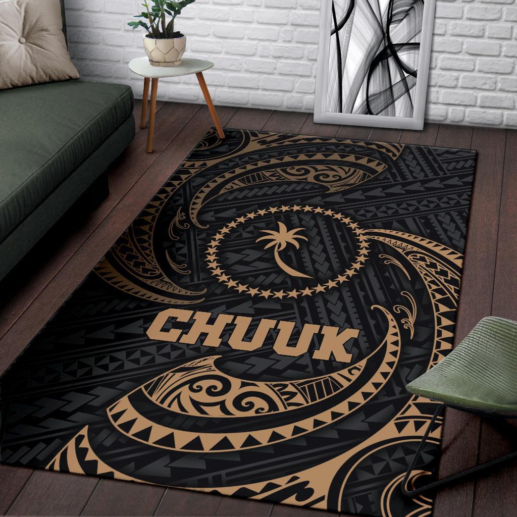 Chuuk Micronesia Area Rug - Gold Tribal Wave - Polynesian Pride