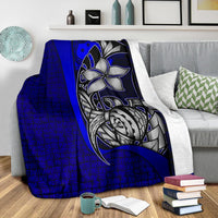 Samoa Polynesian Premium Blanket Blue - Turtle With Hook - Polynesian Pride