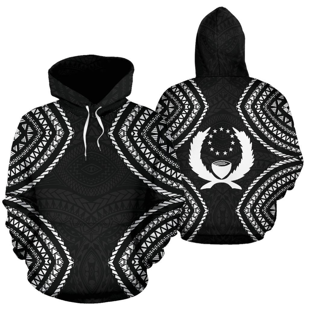 Pohnpei Hoodie Micronesia Black Warrior Style Unisex Black - Polynesian Pride