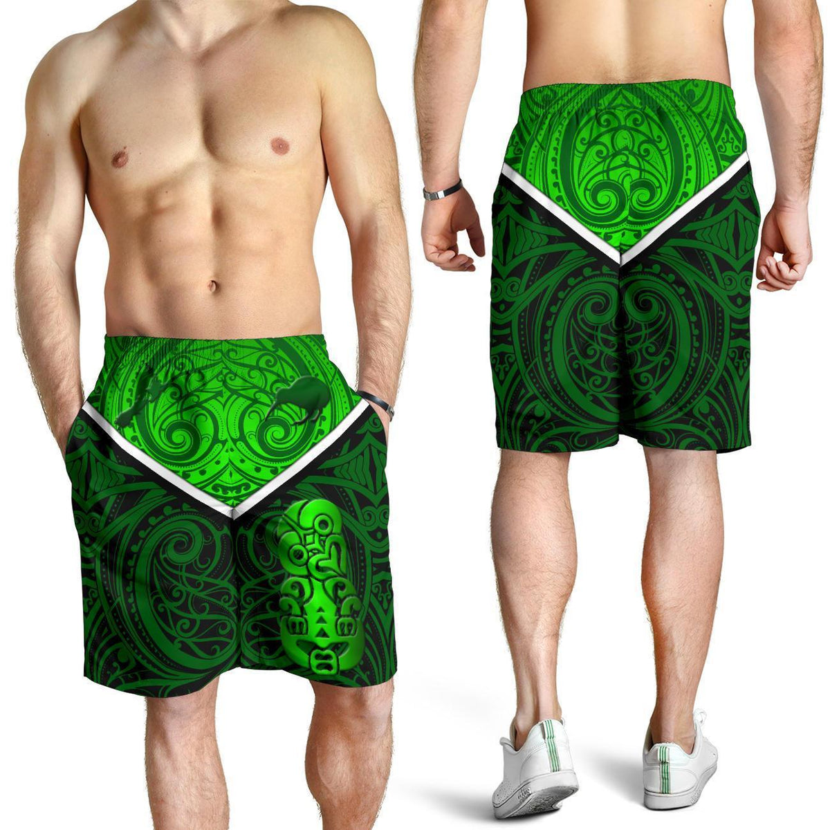 Combo Men Tank Top and Men Short New Zealand Maori Rugby Pride Version - Green - Polynesian Pride