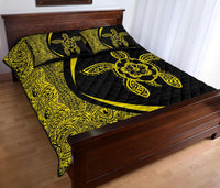 Hawaiian Polynesian Turtle Quilt Bed Set - Circle Style Yellow - Polynesian Pride