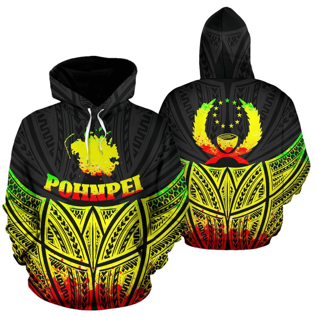 Pohnpei Polynesian Hoodie Reggae Pride Map nd Seal Unisex Reggae - Polynesian Pride