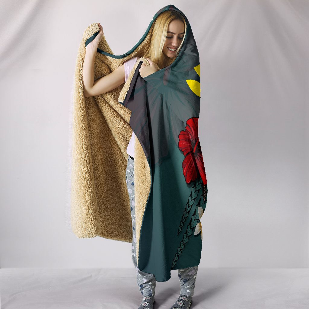 Kanaka Maoli (Hawaiian) Hooded Blanket - Blue Turtle Tribal - Polynesian Pride